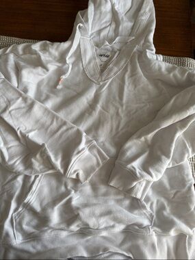 aerie White V‑Neck Pullover Hoodie